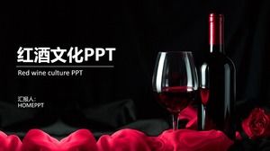 Modello PPT del tema della cultura del vino sullo sfondo del vino