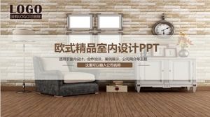 Modelo de PPT de exibição de design de interiores de empresa de decoração de estilo europeu
