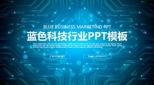 PPT-Vorlage der Technologieindustrie mit blauem Hintergrund der integrierten Schaltung
