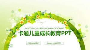 Świeży zielony girlanda tło edukacji wzrostu dziecka szablon PPT