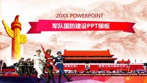 Tiananmen Bayrağı Yükselterek Ordu Arka Plan PPT Şablonu