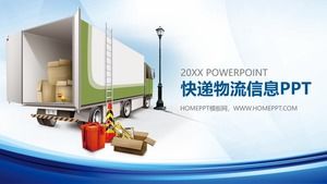 Șablonul PPT al industriei logistice cu camion container și fundal colet
