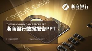 Modelo de PPT do banco Zheshang com fundo dourado do cartão do banco
