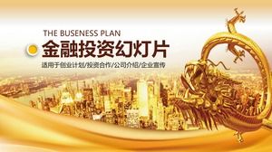 Investasi latar belakang Jinlong Xianrui dan template PPT keuangan
