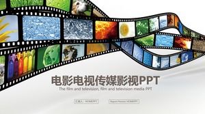 Film and television media PPT template on the background of movie film