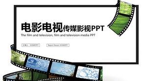 Modelo de PPT de relatório de resumo de trabalho de indústria de mídia de filme fresco