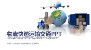 Blue logistics express industry work summary report PPT template