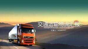 Transportasi PPT logistik latar belakang truk kontainer template