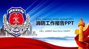 Modelo de PPT de relatório de trabalho de fogo azul