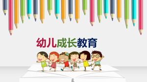 Kartun pensil warna latar belakang template PPT pendidikan pertumbuhan anak