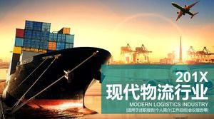 Șablonul PPT al logisticii de transport pe fundalul containerului cu vapori
