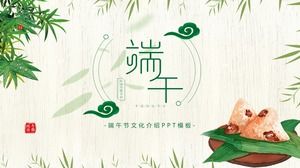 Fresh and elegant Dragon Boat Festival culture introduction PPT template