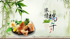 Dragon Boat Festival PPT template for bamboo dumplings background