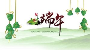 Simple and fresh Dragon Boat Festival PPT template free download