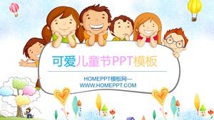 PPT-Schablone für Kindertag mit niedlichem Karikaturkinderhintergrund