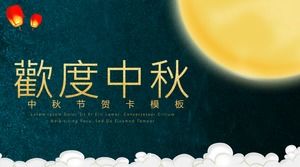 Happy family celebrating Mid-Autumn Festival PPT template
