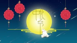 Elegant bright moon jade rabbit background Mid-Autumn Festival PPT template free download