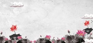 Ink lotus lotus flower PPT background picture