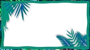 Trois images d'arrière-plan PPT de bordure de feuille de plante verte