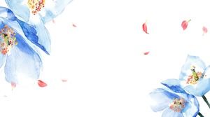 Blue beautiful watercolor flower PPT background picture