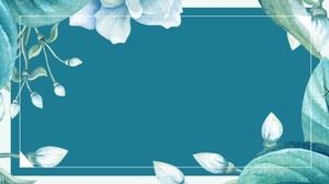 Two blue watercolor art flowers PPT background pictures
