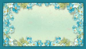 兩個藍色的水彩花PPT背景圖片