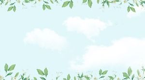 Зеленая свежая растительная цветочная рамка PPT background picture