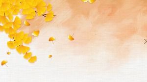 Two golden ginkgo leaf PPT background pictures