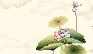 Classical ink lotus PPT background picture
