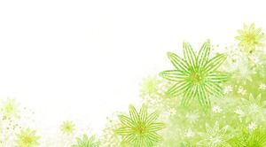 美しい漫画緑の花柄PPT背景
