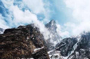 Three snow mountain Alpine PPT background pictures