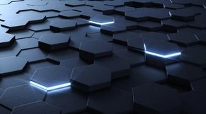 蓝色立体六角技术PPT背景图片