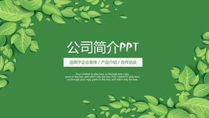 Download del modello PPT del profilo aziendale del fondo verde e fresco della foglia