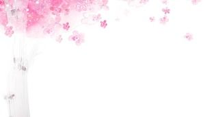 ロマンチックなピンクの水彩木の花びらPPT背景画像