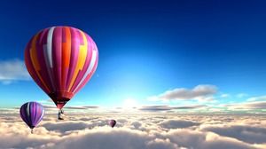 Gökyüzü sıcak hava balonu PPT arka plan resmi