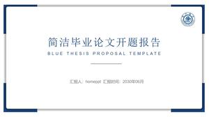Modèle PPT de rapport d'ouverture de thèse de graduation minimaliste bleu