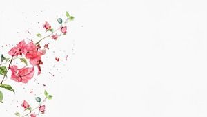 Two simple watercolor flower plant PPT background pictures