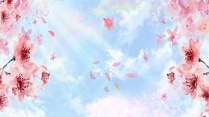 美しいスタイルの水彩手描きの桜PPT背景画像