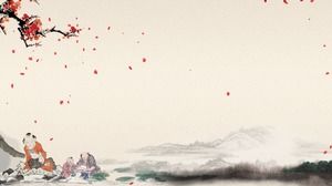 Altı zarif mürekkep klasik Çin tarzı PPT arka plan resimleri