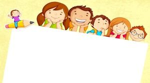 Tiga anak kartun lucu gambar latar belakang PPT