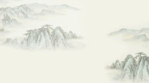 Imagine de fundal PPT a unor munți de peisaj cu cerneală elegant