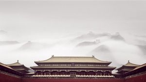 ภาพพื้นหลัง PPT ห้ารูปของอาคารโบราณที่สวยงามของจีน