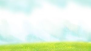 Gambar latar belakang PPT rumput hijau kartun yang elegan