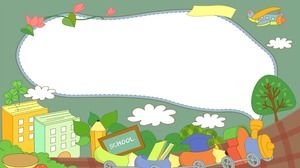 Tres dibujos animados imágenes de fondo de frontera PPT de jardín de infantes