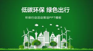 Modello PPT di viaggio verde a basso impatto ambientale per la protezione dell'ambiente
