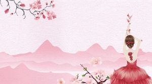 Pink beautiful dance girl PPT background picture