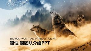 เทมเพลต PPT วัฒนธรรมทีม Wolf ที่มีพื้นหลังเป็นหมาป่า