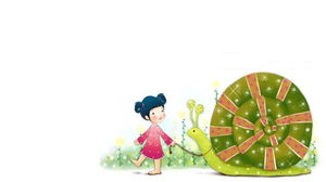 Cute cartoon girl with snail PPT background picture