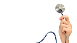 UI style hand holding stethoscope PPT background picture