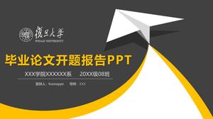 Plantilla PPT de informe de tesis de graduación sobre fondo de avión de papel